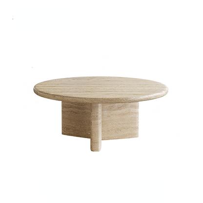 Cream Round Travertine Coffee &amp; Side Table CT-108